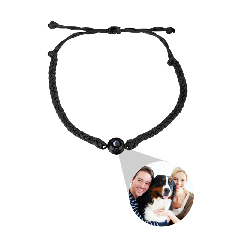 Pulsera con foto circular personalizada para hombre y mujer, brazalete de proyección con foto personalizada, regalo de joyería conmemorativa para pareja