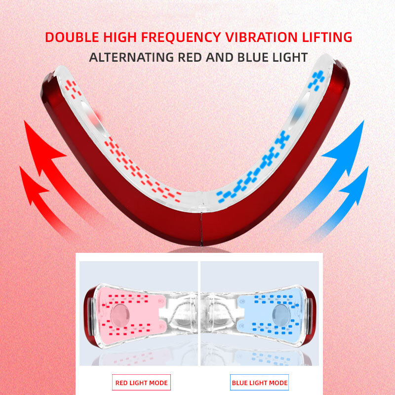 V Shape Face Lift อุปกรณ์ Massager สีแดงสีฟ้า LED Photon ด้ายหน้า Slimmer เครื่อง Double Chin Remover Cheek Lift เข็มขัด