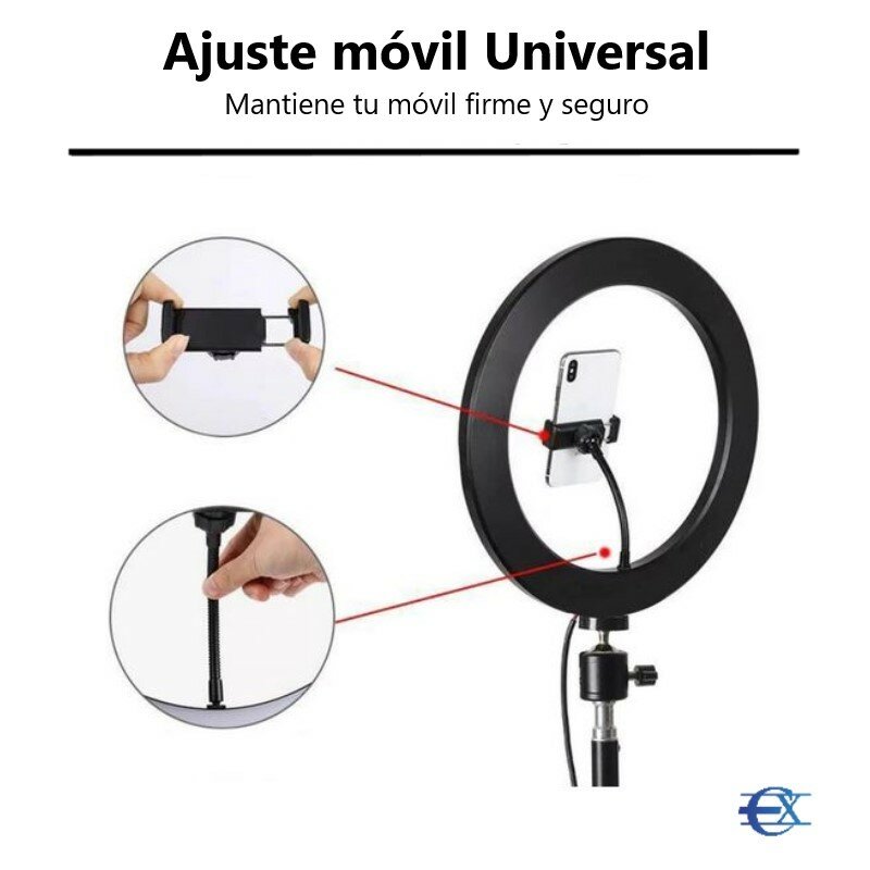 EUROXANTY®Movil light hoop | 26cm 10 "| LED selfie light ring | Treppiede per movil | LED treppiede light hoop | Square spagna