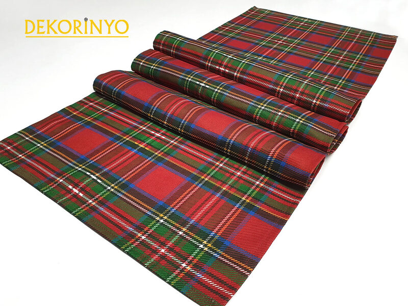 Red Green Checkered Runner Table Cloth New Year's Eve Anti-Stain Fabric Kitchen Coffee Table Luxury Home Decoration