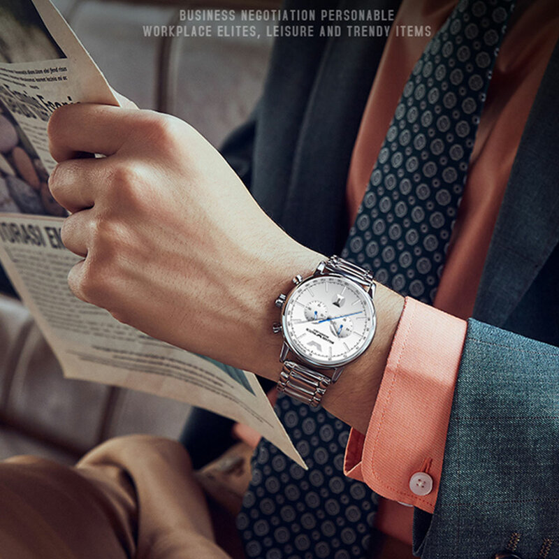 Belushi 2022 Luxury นาฬิกาผู้ชายจัดส่งฟรีชายนาฬิกาควอตซ์วันที่ Chronograph ผู้ชายนาฬิกาข้อมือ Luminous กันน้ำ30M