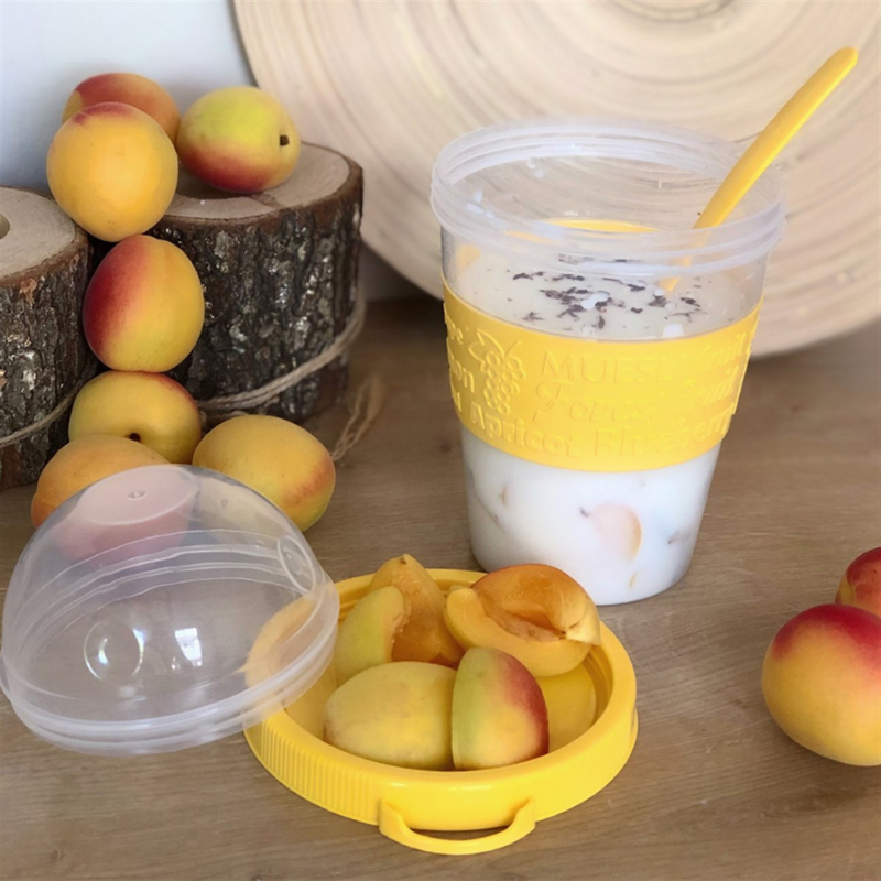 Take N Go-taza de desayuno portátil de diferentes colores, Yogurt, cereales, ensalada de frutas, Muesli, botella de Picnic, regalo, cuchara contenedor de alimentos para dieta