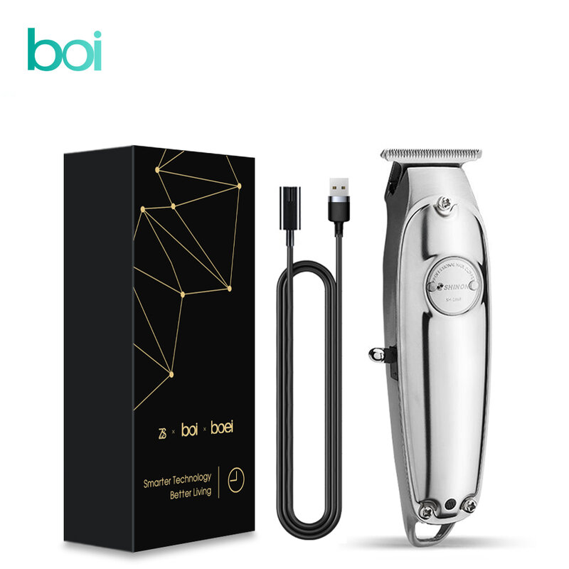 [Boi] ماكينة قص الشعر الكهربائية المهنية القابلة لإعادة الشحن الفولاذ المقاوم للصدأ شفرة حادة معدنية ماكينة حلاقة الجسم للرجال