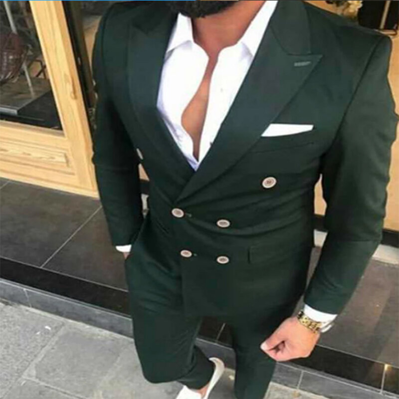 2022 ostatni Slim Fit podwójne piersi garnitury męskie na ślub bal 2 sztuka panowie smokingi dla pana młodego mężczyzna mody kostiumy zestaw