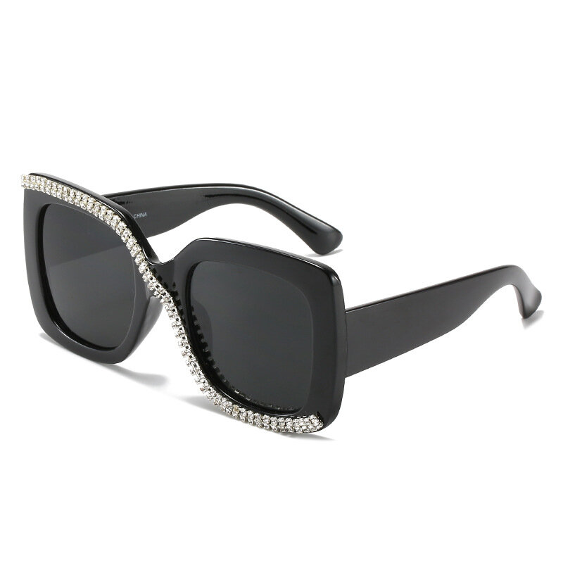 Pria dan Wanita Tren Fashion Kacamata Persegi 2021 Kacamata Hitam Pribadi Baru Persegi Berlian Imitasi Kacamata Hitam Wanita