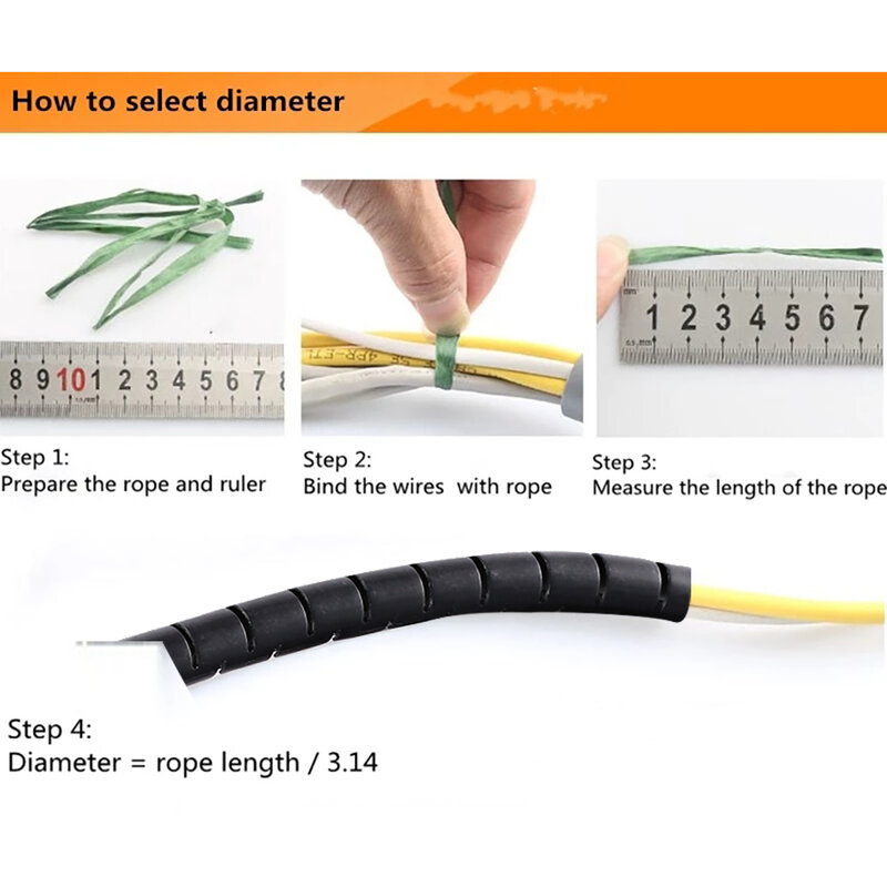 Bsliufang 1.5 / 2m flexível espiral cabo organizador tubo de armazenamento fio protetor gestão cabo dobadoura organizar cabo accessorie