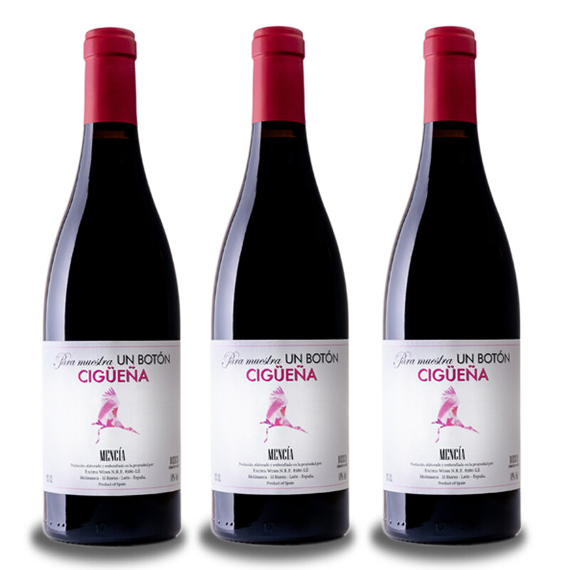 Ciguena Mencia 2018 3bot x 0,75 cl., نبيذ أحمر من Bierzo ، نبيذ أحمر 6 أشهر في البلوط. النبيذ من اسبانيا