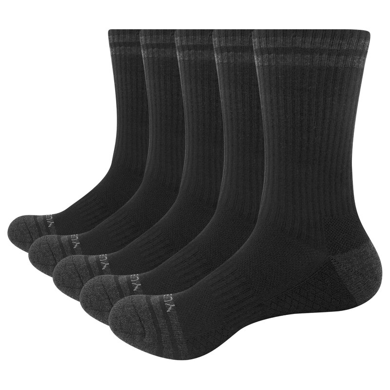 YUEDGE 5 Pairs männer Schwarz Baumwolle Crew Feuchtigkeit Docht Atmungsaktive Kissen Arbeit Casual Socken Für Männer Größe 38-46 EU