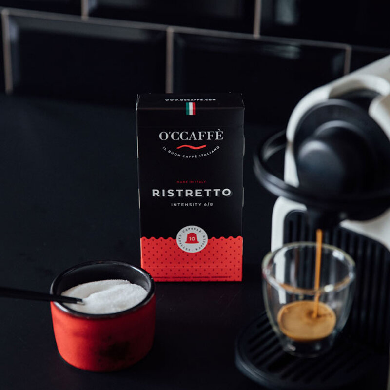 Capsule Nespresso o'ccaffe ristretto, moulue, torréfaction moyenne, 10 pièces