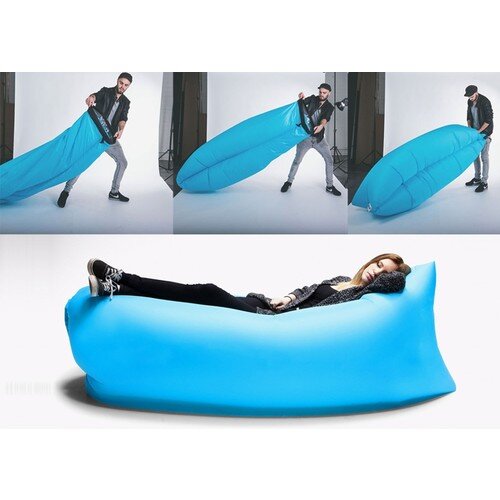 Inflatable โซฟา Sleeping Bag Air Bed โซฟาเป่าลม LoungerSleeping กระเป๋า Blow Up Couch Camping Lounge สีฟ้าสีเขียวสีแดง Air Bed