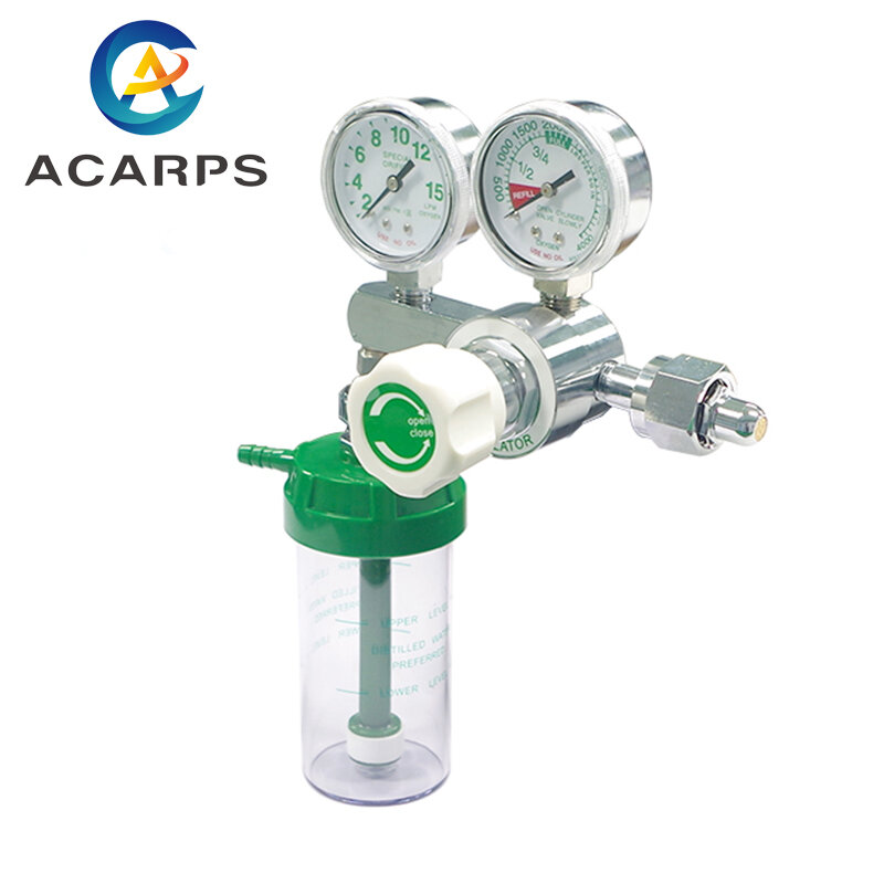 CGA 540 Medical Pressure Regulator Oxygen With Double Gauges 4000psi for Oxygen Cylinder
