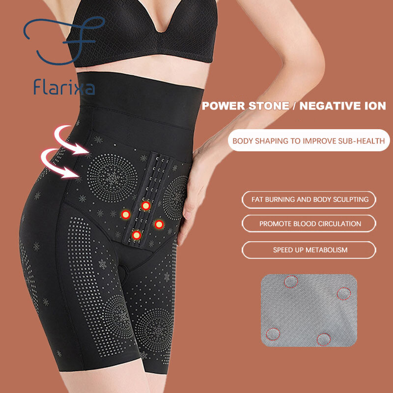 Flarixa Waist Trainer High Waist Strong Flat Belly Panties Breasted Modeling Strap Caffeine Body Shaper Plus Size Slimming Belt
