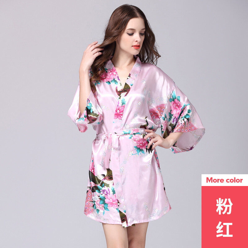 Silk Plus Size Ladies V-Neck Pajama Bathrobe
