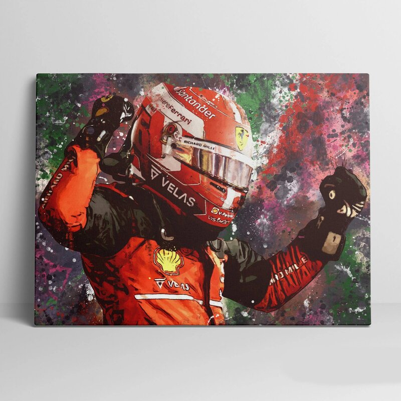 2022 Charles Leclerc F1 formuła plakat na płótnie wygrywa bahrajn Grand Prix malarstwo obrazy do dekoracji wnętrz na plakat do salonu drukuj