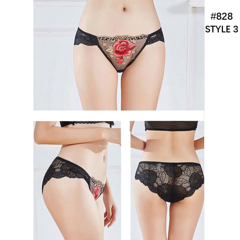 Flarixa Sexy Hollow Lace Women's Panties Seamless Thong M-XL Plus Size Underwear Mid Waist Girl Briefs Transparent Sexy Lingerie