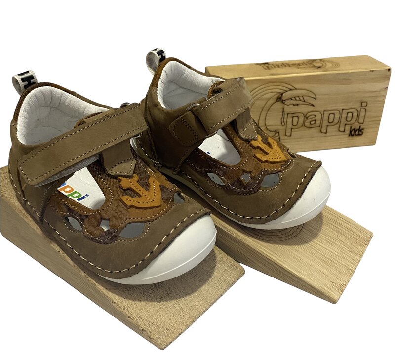Papikids Model(0116)-zapatos de cuero Anotomic para primer paso para niño