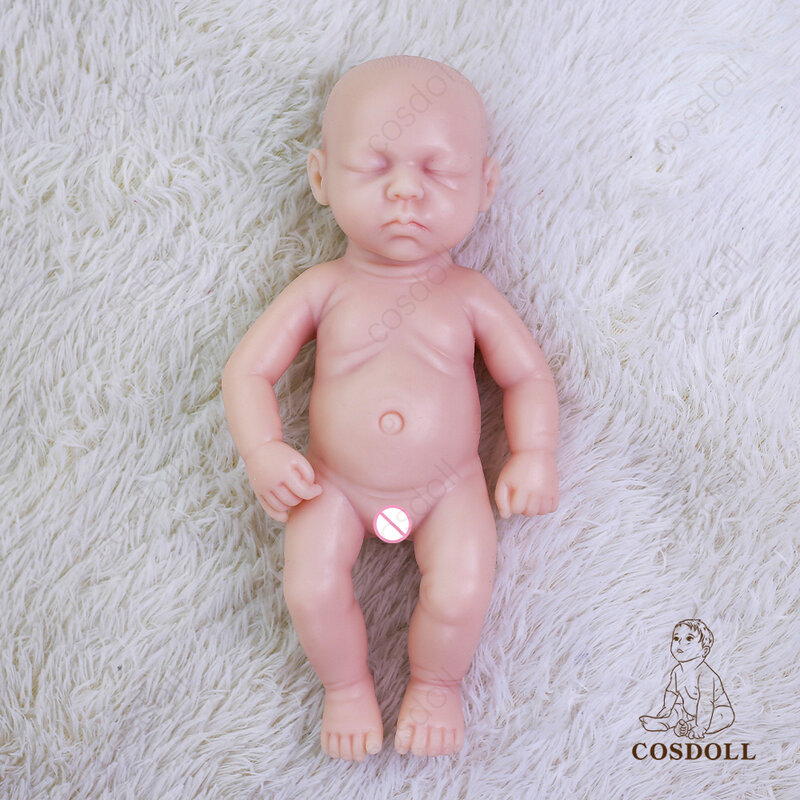 Unpainted reborn doll 31cm artigos semiacabados brinquedos lifelike bebê recém-nascido boneca muito macio silicone cheio presente de aniversário #08