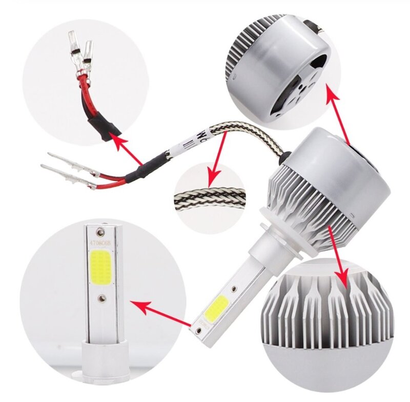 Auto LED bulbs H7 H4 H1 - 2pzs C6 LED car headlight Kit 36W 3800LM light bulbs white light Led Headlight free shipping