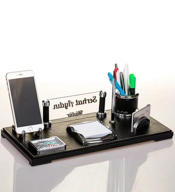 Personalized name and surname on glass, Desktop Organizer, Office desktop sets, Holder Pen and for business card, gift , Turkey