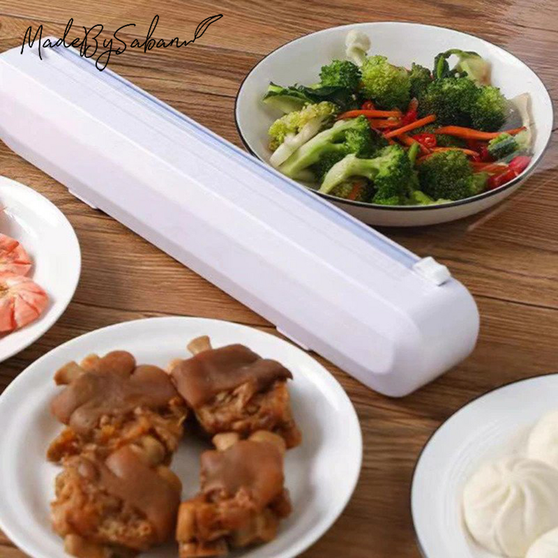 Haushalt Punch-Freies Befestigung Lebensmittel Wrap Spender Kunststoff Sharp Cutter Folie Wrap Küche Werkzeug