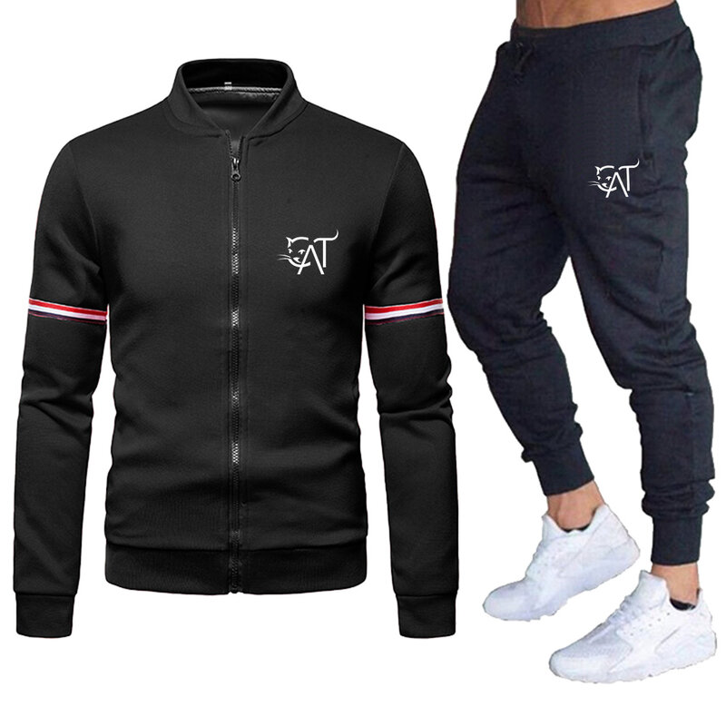 2022 nova moda masculina casual esportes terno 2-piece homem esportes terno jaqueta + calças de suor streetwear harajuku outono e inverno
