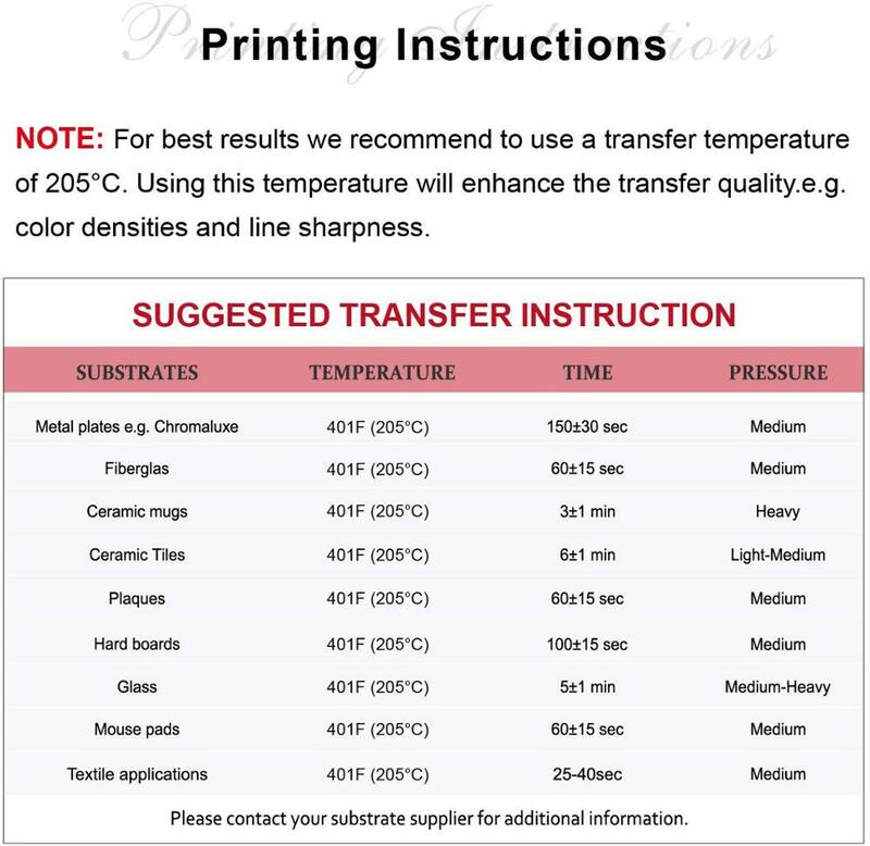 Inkjet Sublimation Heat Transfer Paper 100 folhas A4 para qualquer impressora jato de tinta com tinta Sublimation 100 folhas