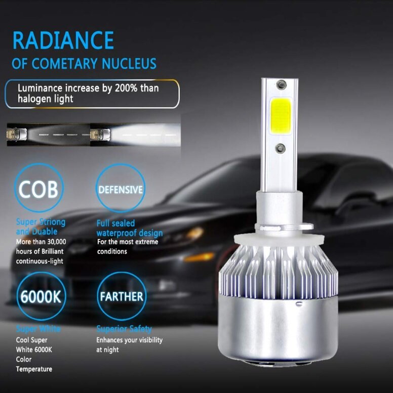 Авто светодиодный лампы H7 H4 H1-2pzs C6 светодиодный комплект автомобильных фар 36W 3800LM белые фары лампы светодиодный фар доставка