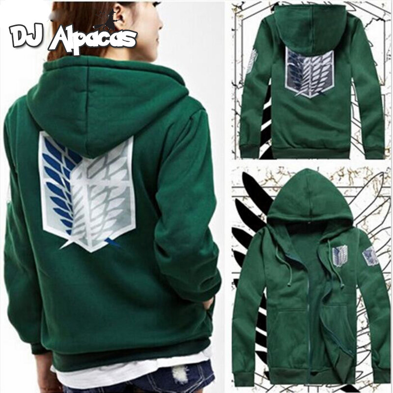 Anime Attack On Titan Cosplay Costumes Hoodie Green Black Scouting Legion Hooded Jacket For Women Men