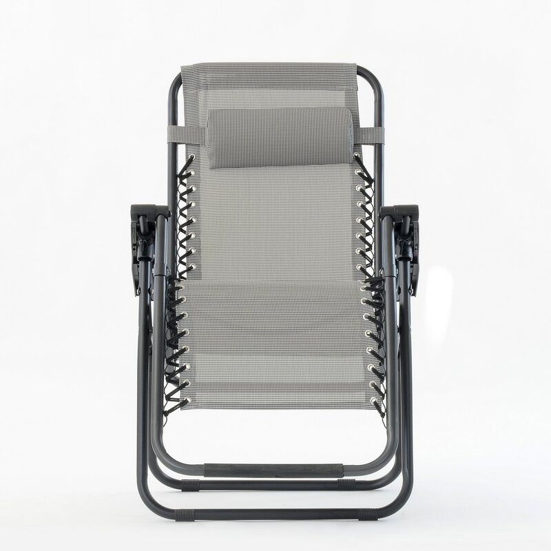 95638 Barneo PFC-14 Gray Folding Reclining Garden Deck Chair Sturdy Tubular Steel Frame HardWearing Textoline Fabric Adjustable