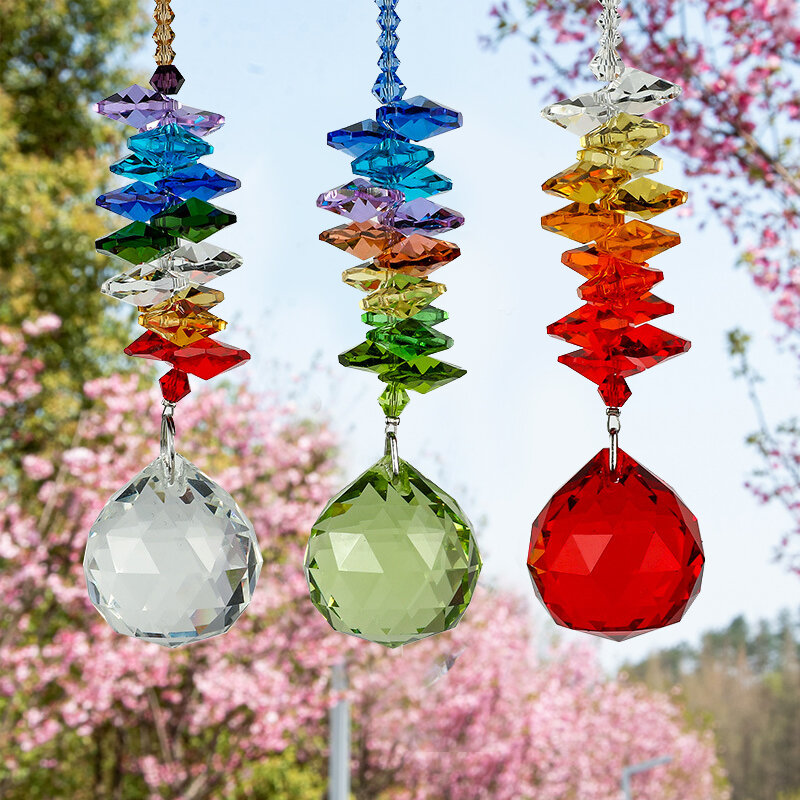 3cm cristallo prisma Suncatcher sfera sfaccettata lampadario parte arcobaleno Maker finestra appeso ornamento giardino domestico decorazioni di nozze artigianato