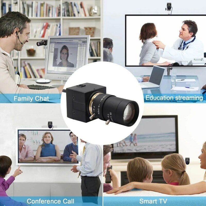 USB веб-камера для системы видеонаблюдения, 5-50 мм, с вариообъективом, 8 МП