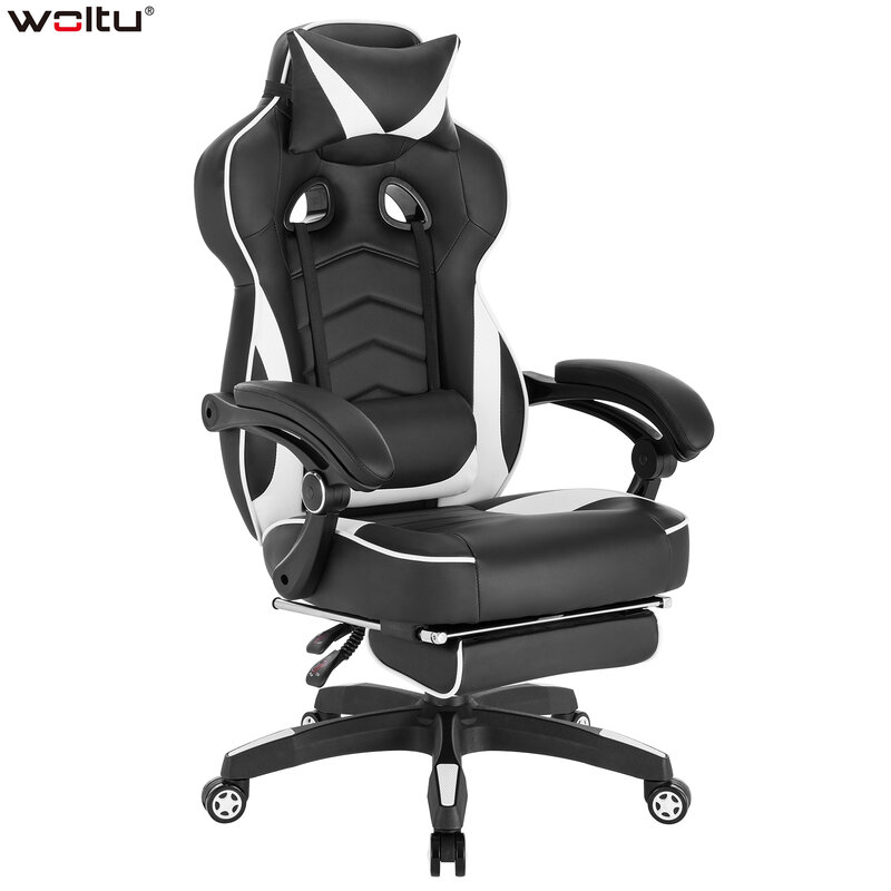 Fotel gamingowy fotel wyścigowy krzesło biurowe krzesło do pracy na komputerze krzesło biurowe fotel sportowy z zagłówkiem poduszka lędźwiowa z podnóżkiem