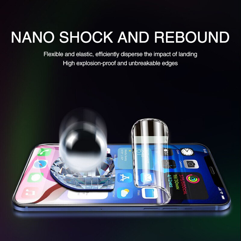 70D-Película de hidrogel para iPhone, Protector de pantalla de hidrogel para iPhone 7 8 Plus 6 6s 11 12 Pro mini XR X XS Max SE 2020, película suave, no cristal