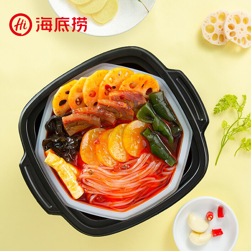 Macarrão chinês com aquecimento automático, pote quente de carne com autoaquecimento haidilao huoguo (1 peça * 700g bruto)
