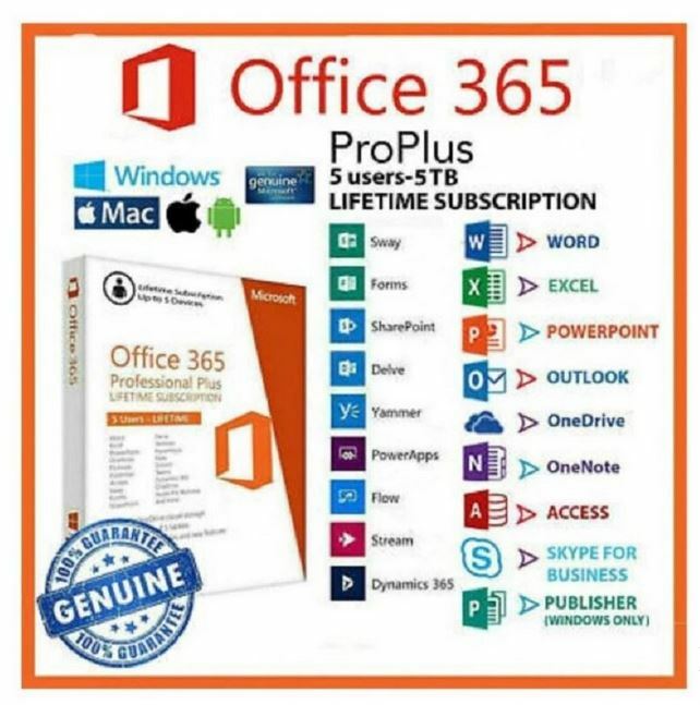 Office 365 на весь срок службы 5 устройств + пространство 5 ТБ ondrive в интернете-ПК-mac-Windows Android