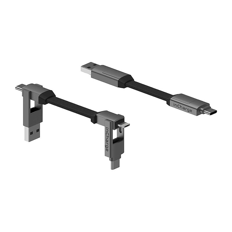 InCharge 6-le couteau suisse Six-en-un de câbles, porte-clés Portable USB/USB-C/Micro USB/câble de charge foudre