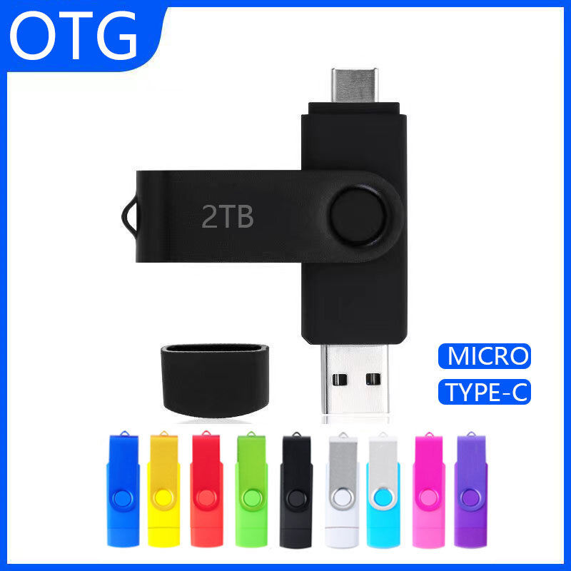 Otg Tipe C Usb 2TB Micro Usb Flash Drive 1TB Flash Drive 512GB Usb Stick 128G 64G 32G 16G 8G Pendrive Logam Usb Pen Drive