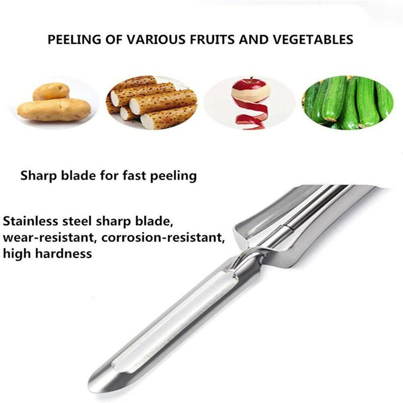 Pelador de verduras de acero inoxidable, pelador giratorio para verduras y zanahorias con utensilios de cocina con mango ergonómicos