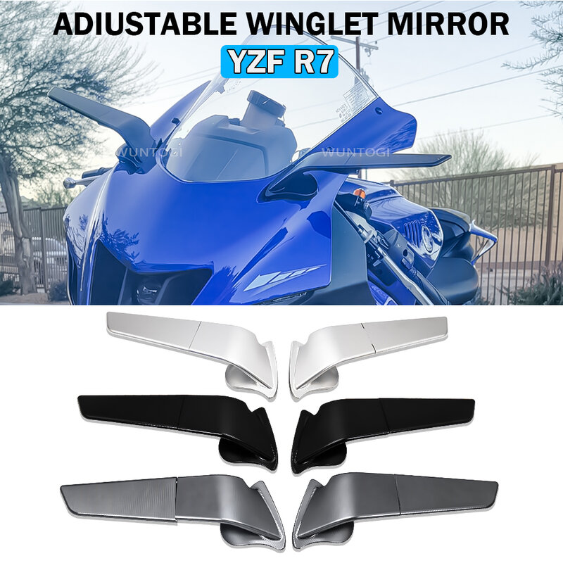 R7 espelho retrovisor esporte winglet espelho kits ajustável stealth espelhos para yamaha yzf r7 yzfr7 2021 2022 acessórios