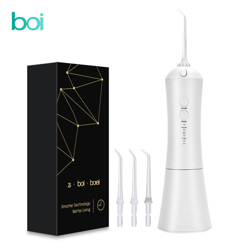 Boi 230ML ชาร์จ USB สมาร์ทไฟฟ้า Oral Irrigator ทันตกรรมแบบพกพา Pulse Jet Flosser IPX7กันน้ำทำความสะอาดฟัน