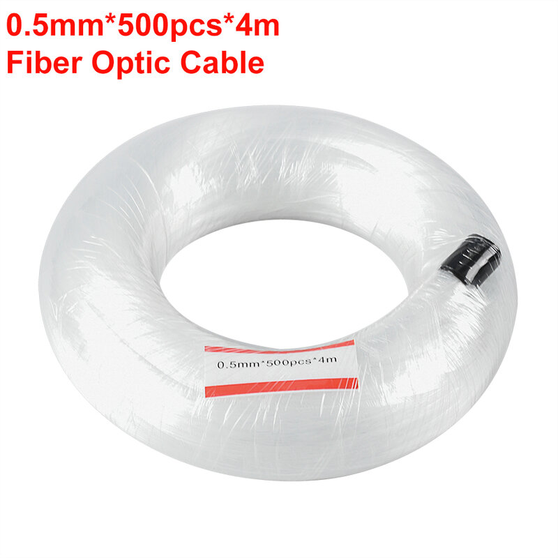 Câble optique à fibre lumineuse d'extrémité en plastique PMMA, 0.5mm x 500 pièces x 4m, pour tous les types de moteur de lumière LED, effet ciel étoilé bricolage