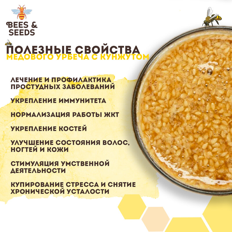Медовый урбеч. Натуральный мёд с кунжутом без сахара полезные сладости гречишный мед медовый крем мед домашний, 400 г